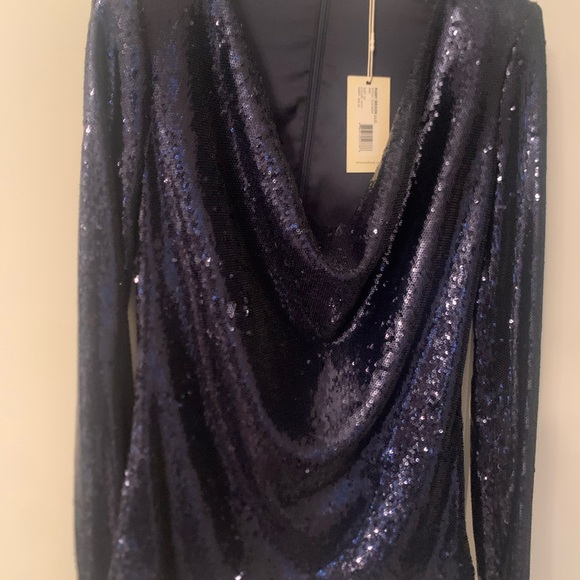 NWT RAMY BROOK Ash Sequined Cowl Top XS COLOUR NAVY - Picture 2 of 3